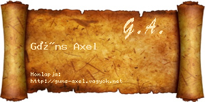 Güns Axel névjegykártya